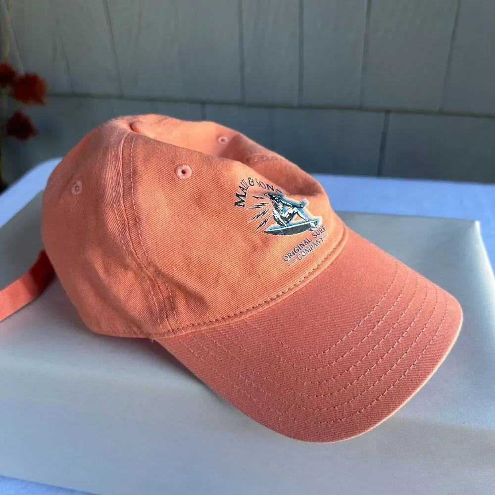 Maui and Sons Hat Adjustable Cotton Surfing Beach Cap Orange 80's Retro